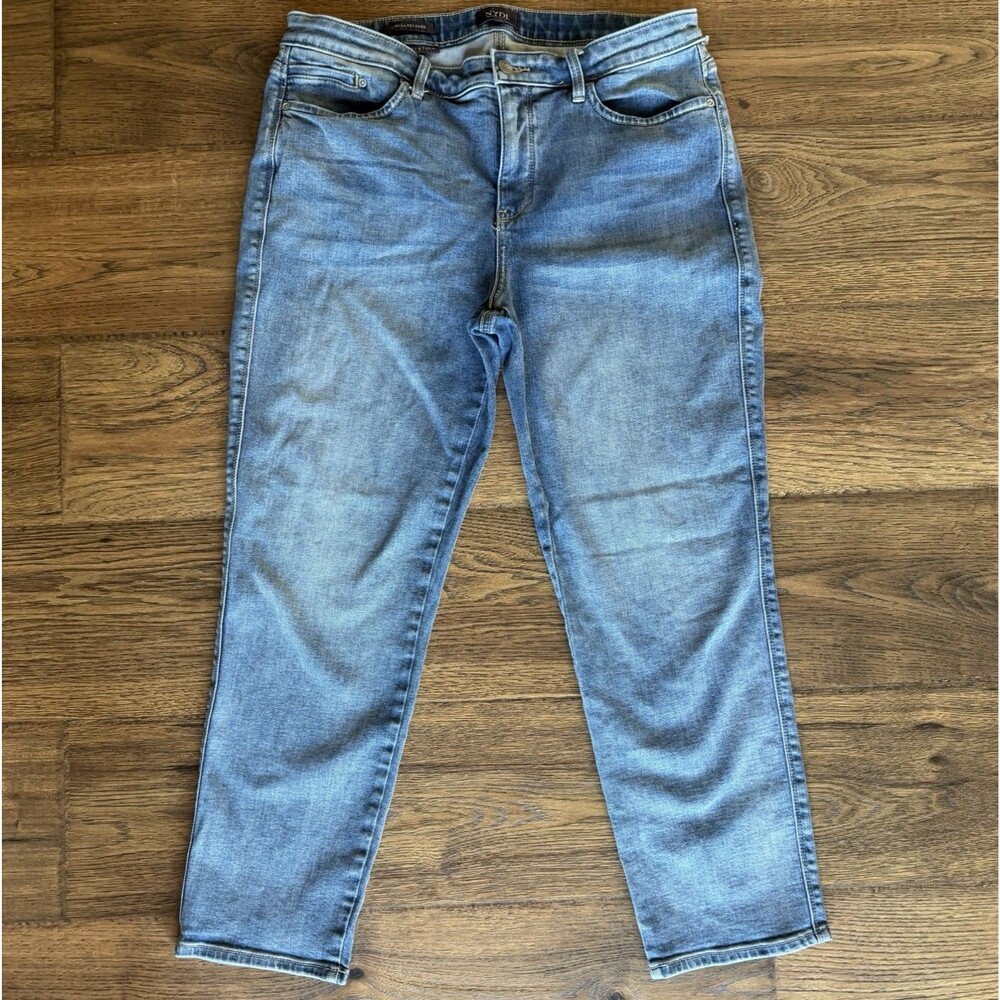 NYDJ Stella Relaxed Lift Tuck Jeans Womens 10 Blue Mid Rise Straight Ankle 26